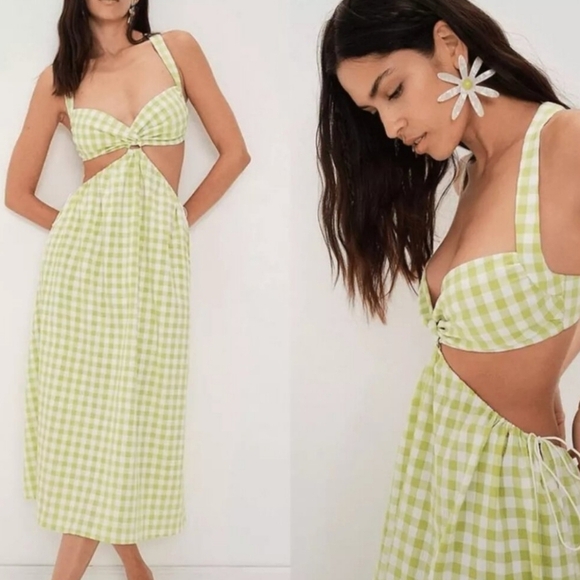 New!For Love and‎ Lemons Maureen Midi Gingham Dress